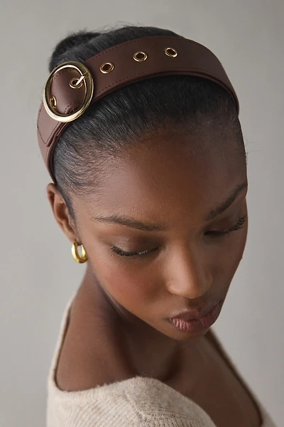 Betty Buckle Faux Leather Wide Headband