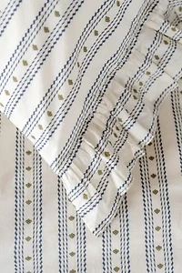 TBCo Striped Ruffle Cotton Duvet Bedding Set
