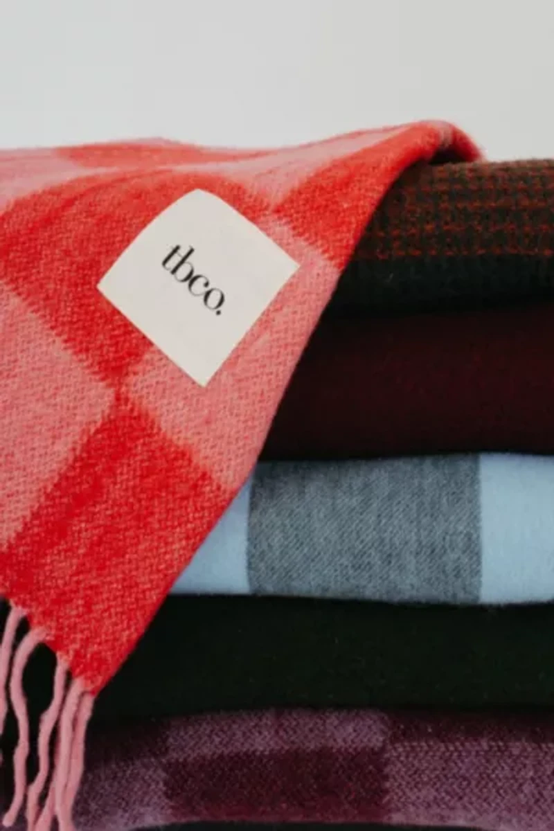 TBCo Recycled Checkered Wool Throw Blanket