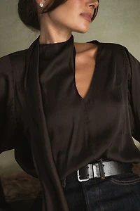 WeWoreWhat Wrap Neck Tie Top