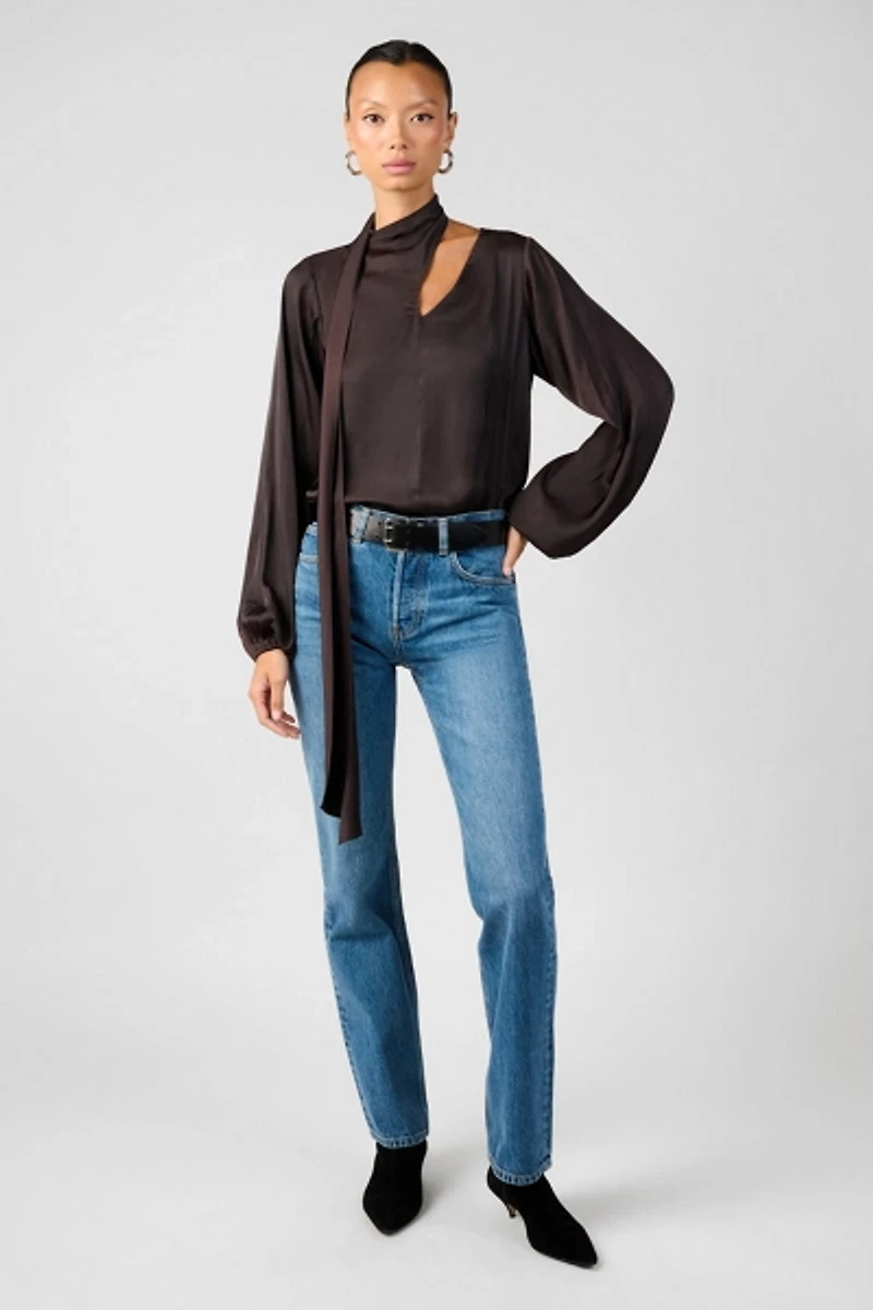 WeWoreWhat Wrap Neck Tie Top