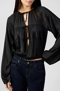 WeWoreWhat Cocoon Sleeve Front Tie Top
