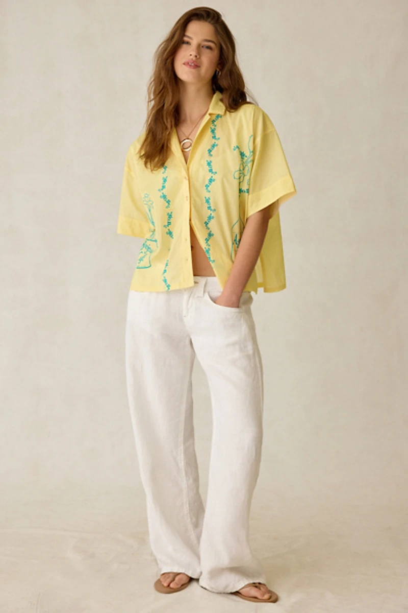 BDG Keepsake Souvenir Graphic Short Sleeve Button-Up Shirt