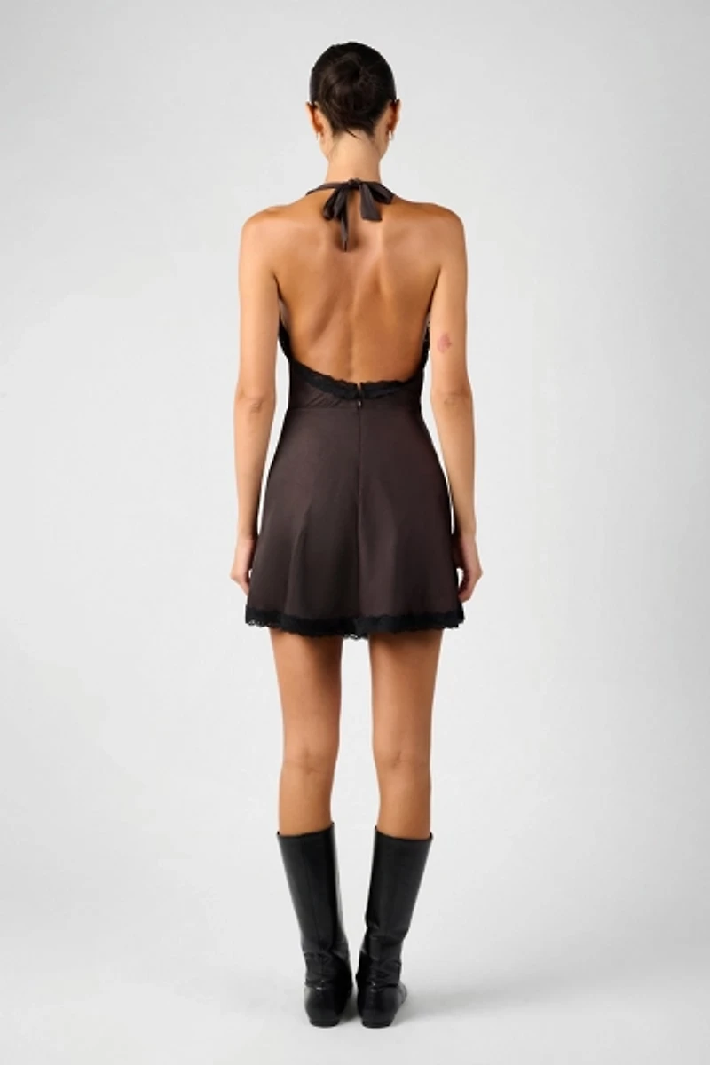 WeWoreWhat Halter Lace Mini Dress