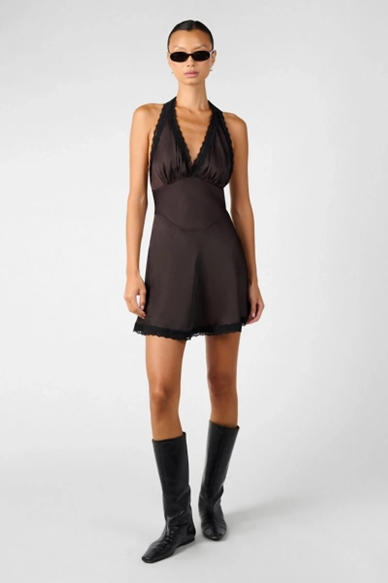 WeWoreWhat Halter Lace Mini Dress