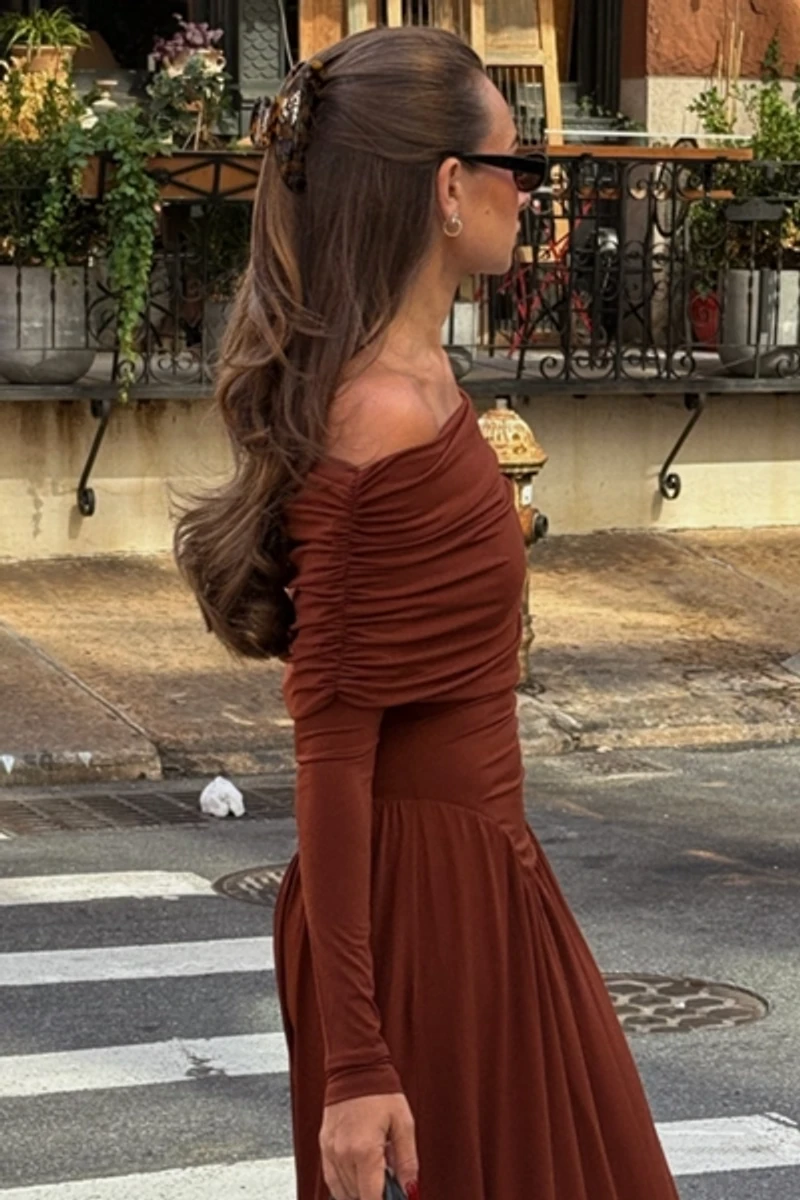 WeWoreWhat Off Shoulder Ruched Midi Dress