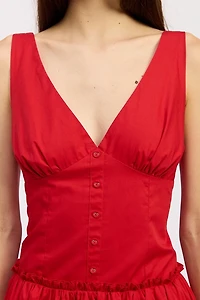 Jacquie The Label Ivaline Drop Waist Lace Trim Midi Dress