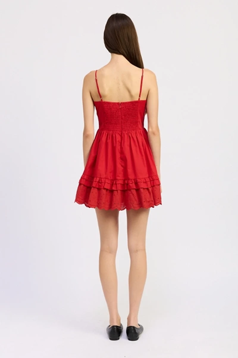 Jaquie The Label Ivaline Lace Trim Babydoll Mini Dress