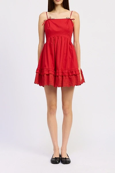 Jaquie The Label Ivaline Lace Trim Babydoll Mini Dress