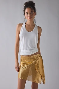 UO Larissa Sheer Chainmail Asymmetric Mini Skirt