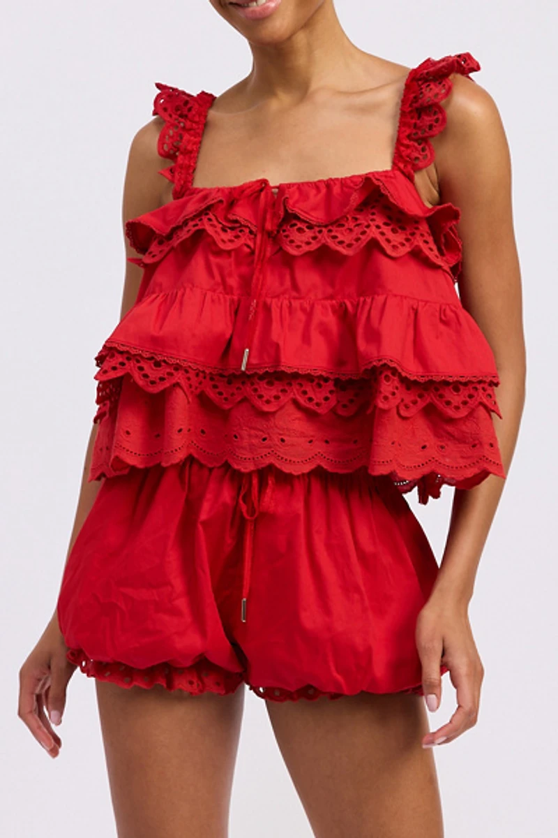 Jacquie The Label Ivaline Eyelet Lace Trapeze Top