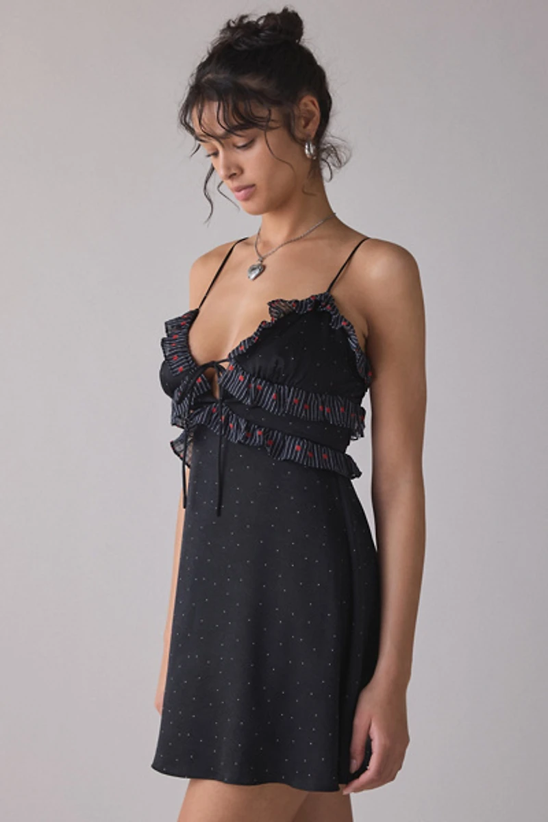 Jacquie The Label Teagan Ruffle Trim Slip Mini Dress