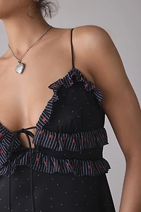 Jacquie The Label Teagan Ruffle Trim Slip Mini Dress