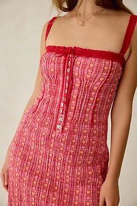 Jacquie The Label Amara Pintuck Lace Trim Midi Dress