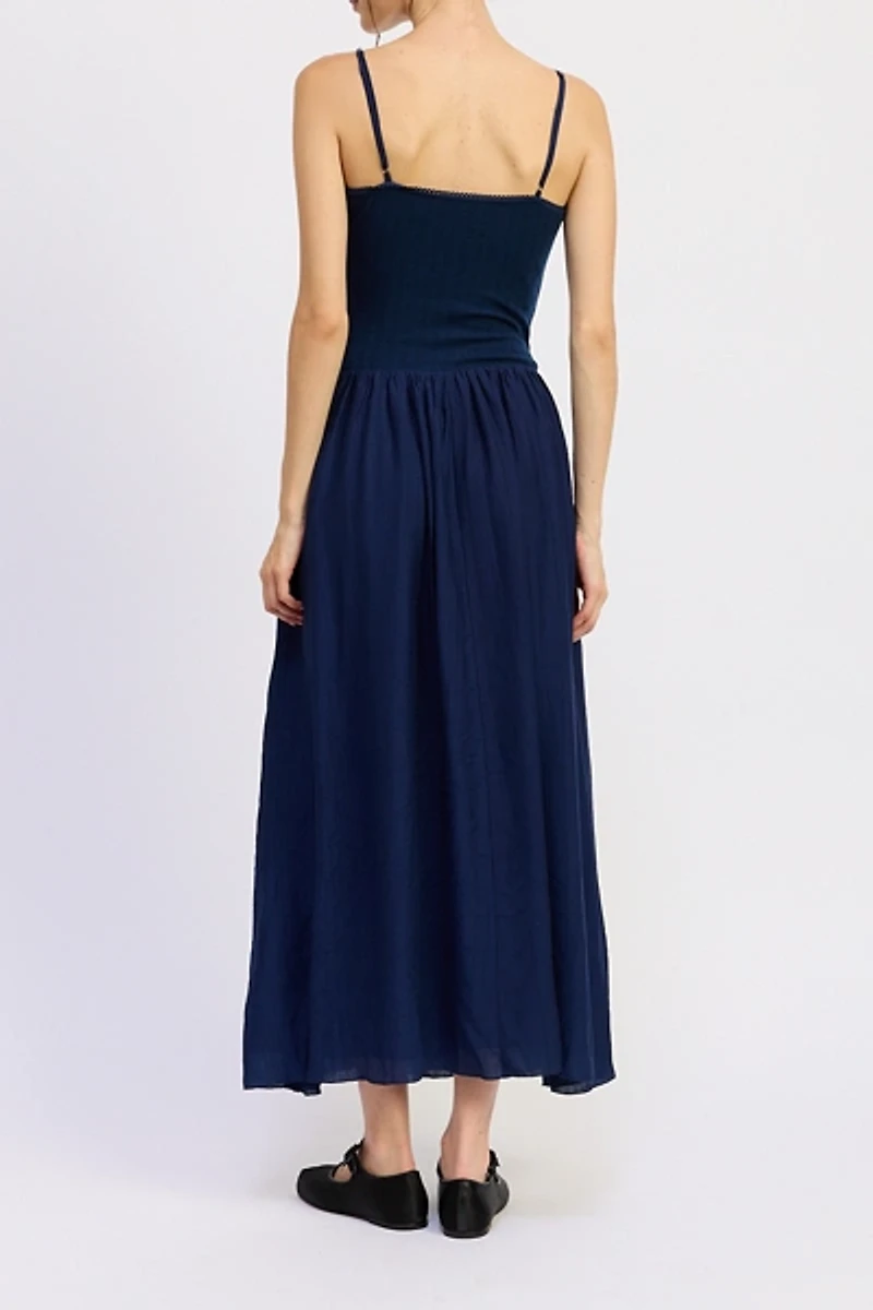 Jacquie The Label Evania Mixed Media Maxi Dress