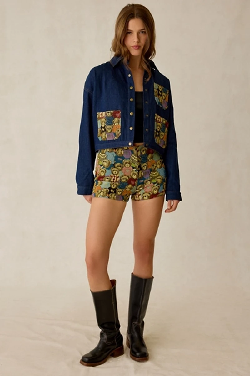 Jacquie The Label Bearlyn Jacquard Patch Pocket Denim Jacket