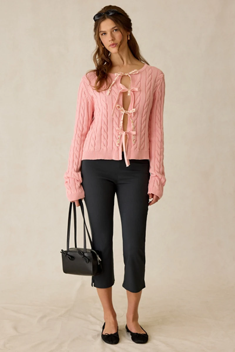 Jacquie The Label Eliana Tie-Front Bow Cardigan