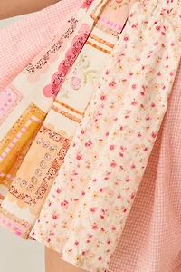 Jacquie The Label Esmeralda Patchwork Mixed Media Pleated Short