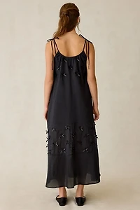 Jacquie The Label Phoenix Bow Detail Eyelet Trapeze Maxi Dress