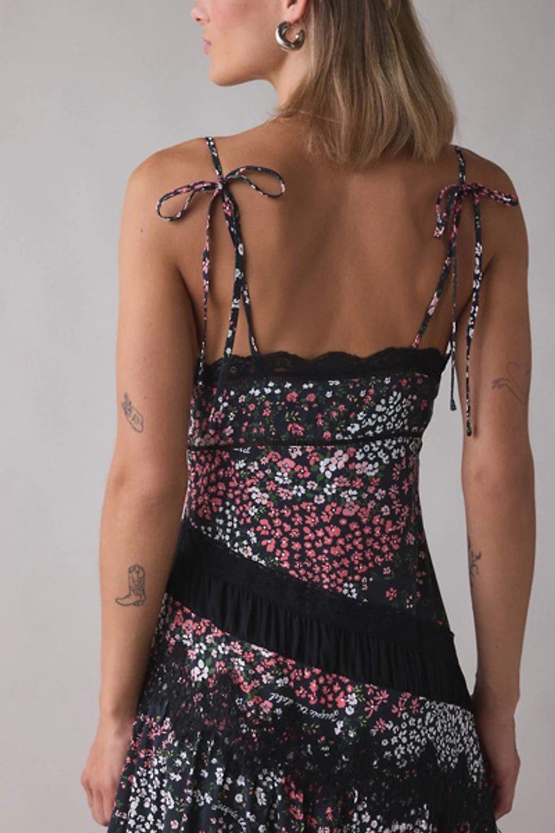 Jacquie The Label Amalia Asymmetric Lace Trim Maxi Dress