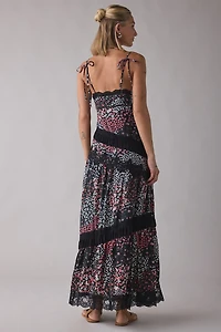 Jacquie The Label Amalia Asymmetric Lace Trim Maxi Dress