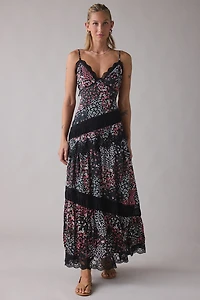 Jacquie The Label Amalia Asymmetric Lace Trim Maxi Dress