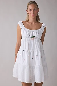 Jacquie The Label Roselle Embroidered Lace Babydoll Mini Dress