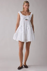 Jacquie The Label Roselle Embroidered Lace Babydoll Mini Dress