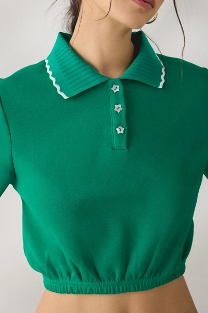 Jacquie The Label Sonnet Crop Short Sleeve Polo Top