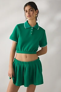 Jacquie The Label Sonnet Crop Short Sleeve Polo Top