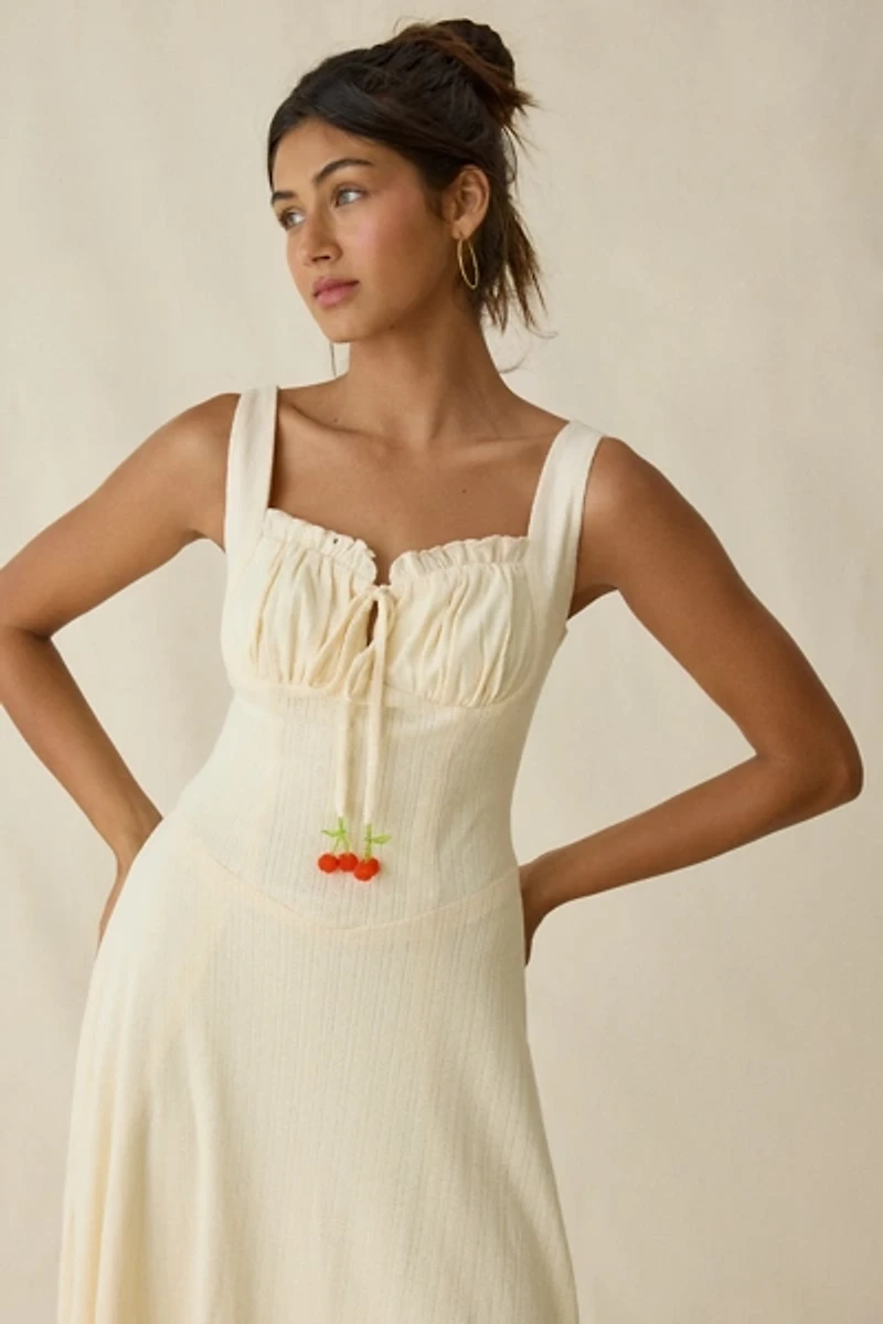 Jacquie The Label Yara Pointelle Milkmaid Midi Dress