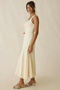 Jacquie The Label Yara Pointelle Milkmaid Midi Dress
