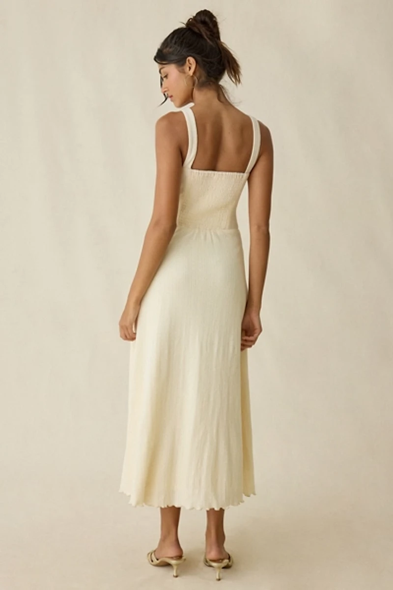 Jacquie The Label Yara Pointelle Milkmaid Midi Dress