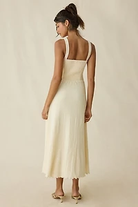 Jacquie The Label Yara Pointelle Milkmaid Midi Dress