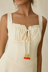 Jacquie The Label Yara Pointelle Milkmaid Midi Dress