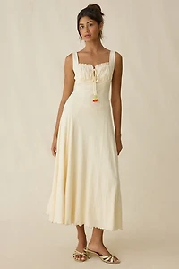 Jacquie The Label Yara Pointelle Milkmaid Midi Dress