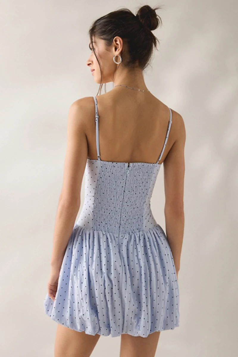 Jacquie The Label Beatrice Polka Dot Bubble Hem Mini Dress