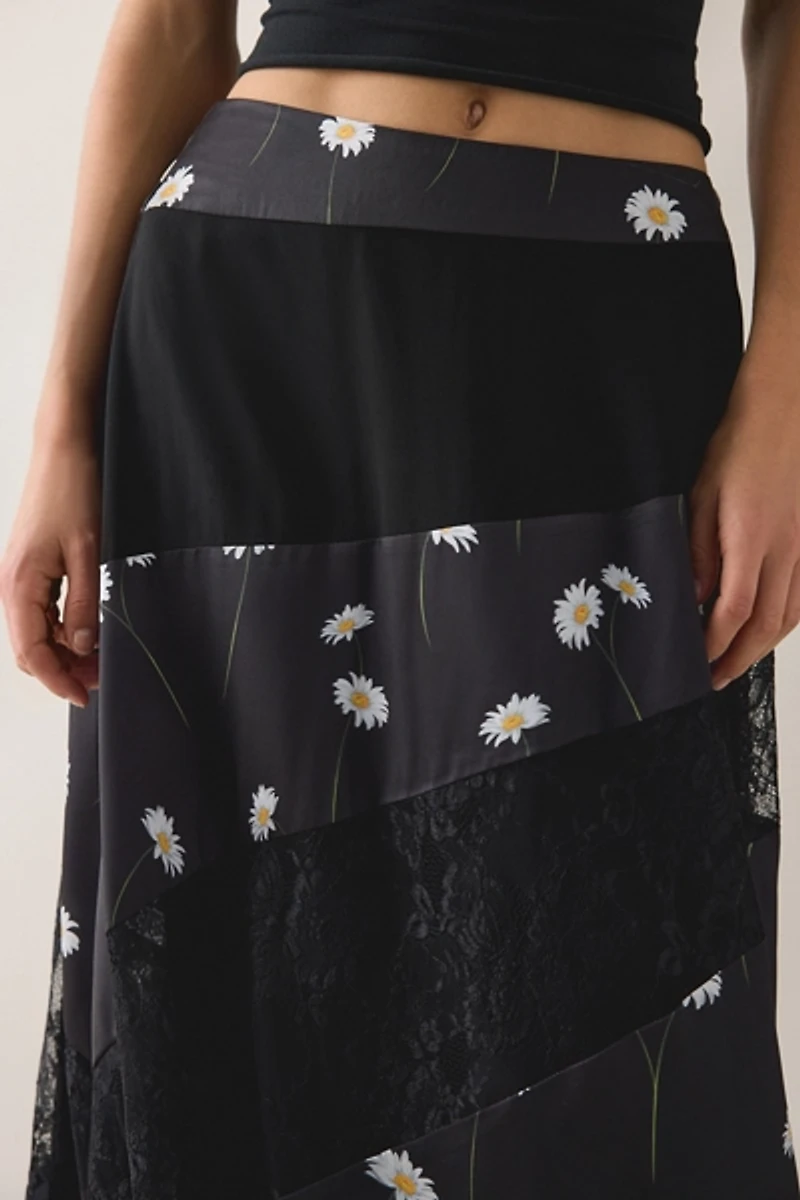 Jacquie The Label Gabriela Spliced Asymmetric High-Low Midi Skirt