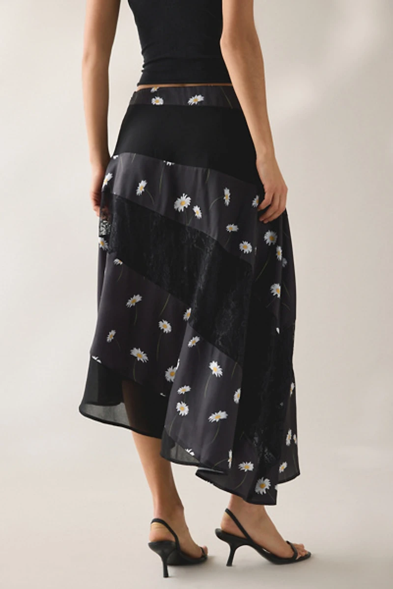 Jacquie The Label Gabriela Spliced Asymmetric High-Low Midi Skirt