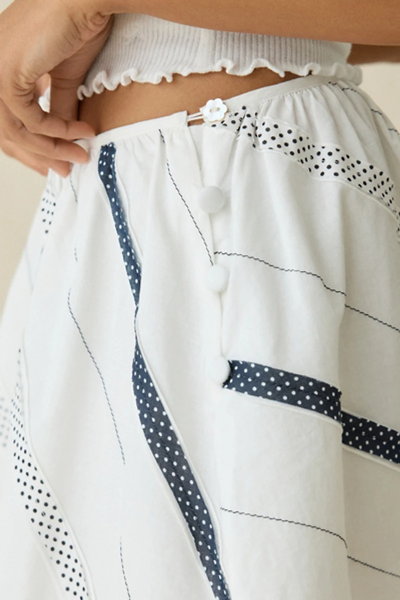 Jacquie The Label Norah Bias Patchwork Mini Skirt