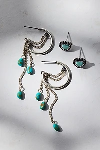 Protector Turquoise Charm Hoop & Stud Earring Set