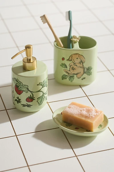 Strawberry Bunny Ceramic Soap Dispenser