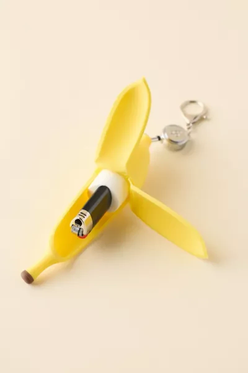 Edie Parker Retractable Banana Peel Lighter Holder Keychain
