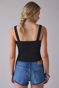 GUESS JEANS Lace Trim Rib Tank Top