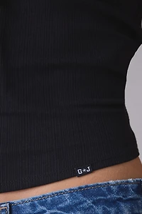 GUESS JEANS Lace Trim Rib Tank Top