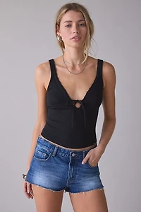 GUESS JEANS Lace Trim Rib Tank Top