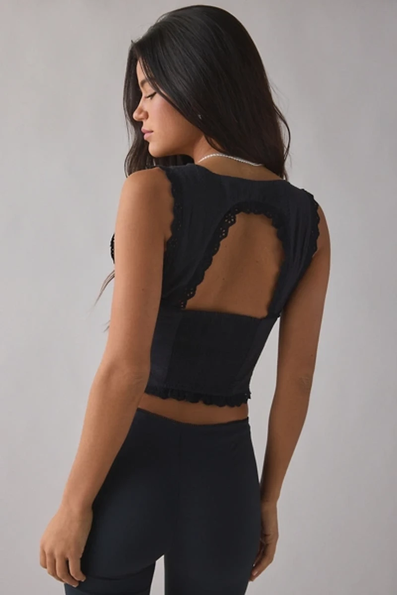 Kimchi Blue It's A Vibe Eyelet Lace Trim Corset Tank Top