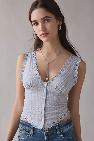 Kimchi Blue It's A Vibe Eyelet Lace Trim Corset Tank Top