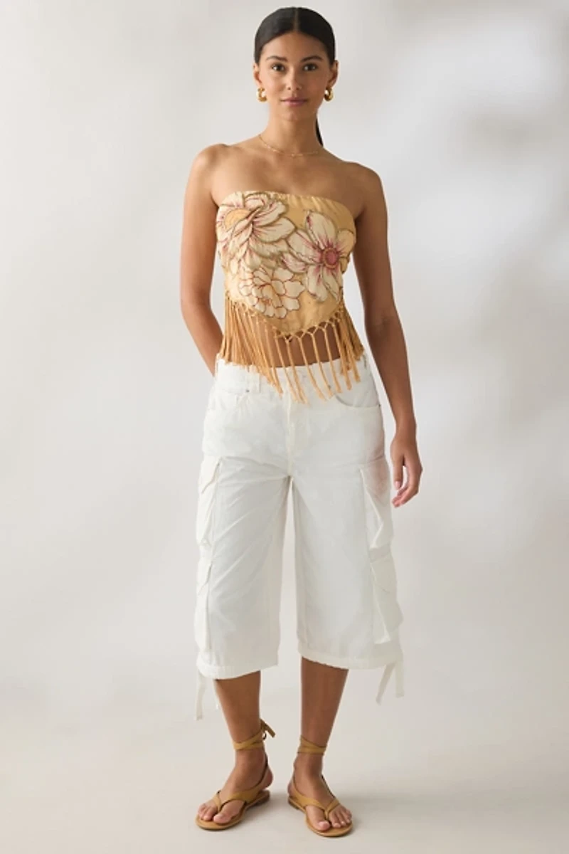 UO The Rain Beaded Embellished Fringe Tube Top