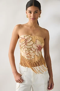 UO The Rain Beaded Embellished Fringe Tube Top